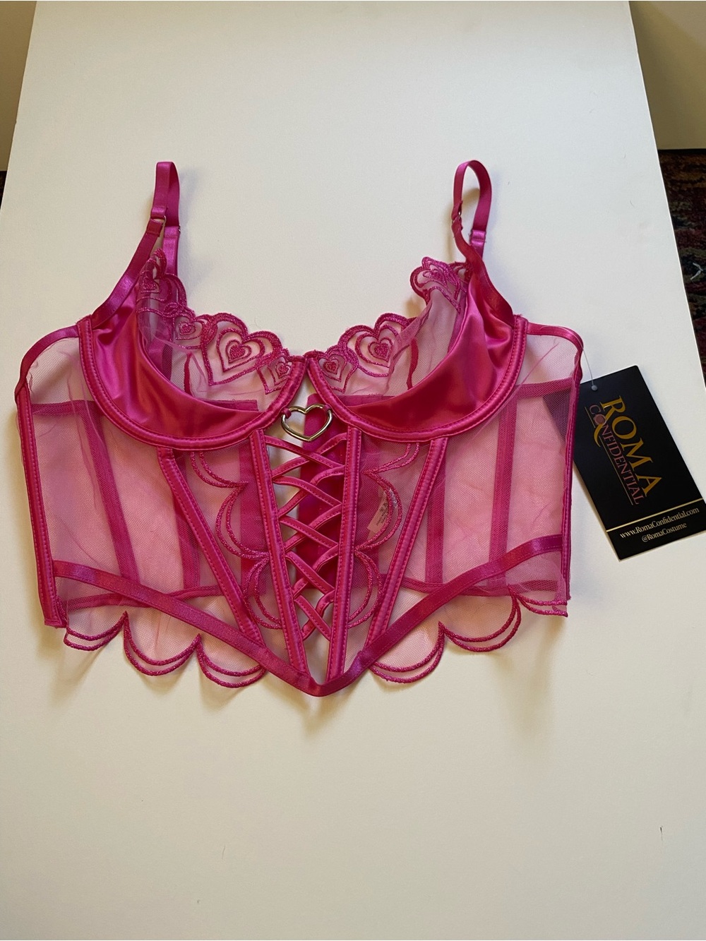 Roma Confidential Bubblegum Heart Pink Bustier - M NWT